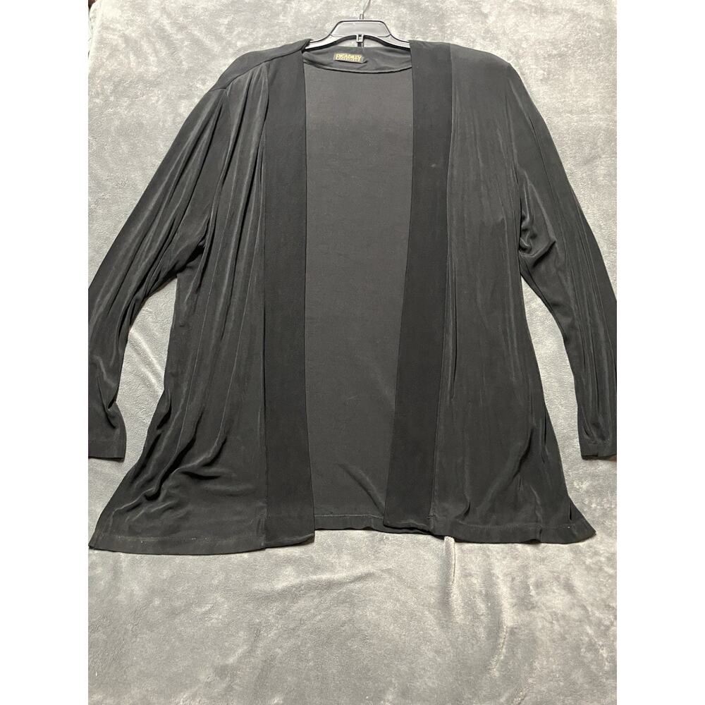 Whimsigoth Black Silky Cardigan Sz 2XL Shoulder Pads Gauzy Packable Minimalist